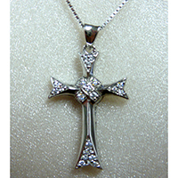 Sterling Silver 925 Cross Pendant with White CZ Stones