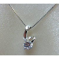 Sterling Silver 925 Twirl Pendant with White CZ Stones