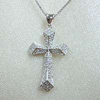 Sterling Silver 925 Cross Pendant with White CZ Stones